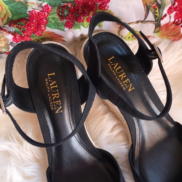Ralph Lauren black hayleigh espadrille sandals - Picture 3 of 6